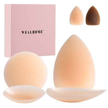 Nipple Covers,2 Shades Resuable Seamless Cakes Nipple Cover No Show, Adhesive Waterproof Silicone Nipple Cover-Large/Cream