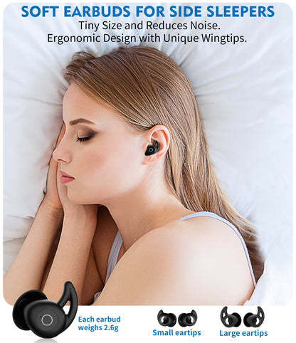 Sleep Earbuds Sound Machine Comfortable Fit for Sleeping, Bluetooth Wireless 40h Playtime (Black）)