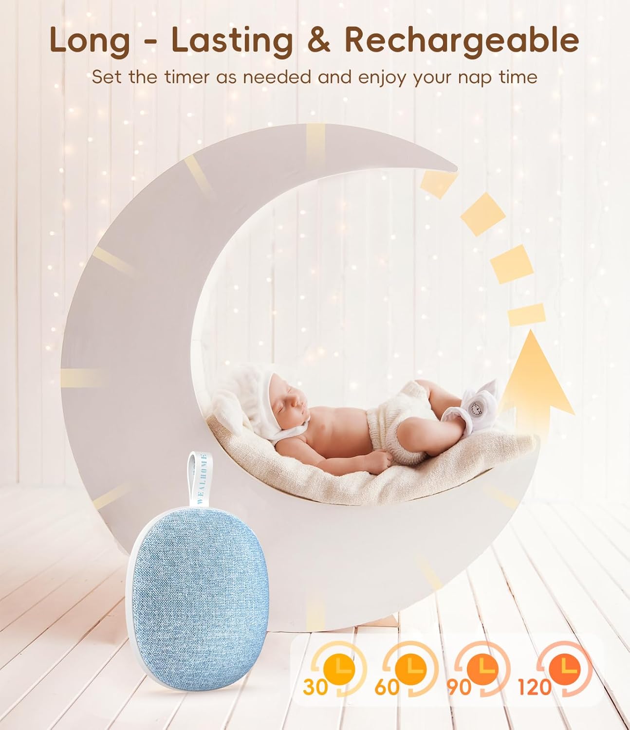 Sound Machine with Ambient Night Light,Timer, 6 Sounds for Kids Adults -Beige