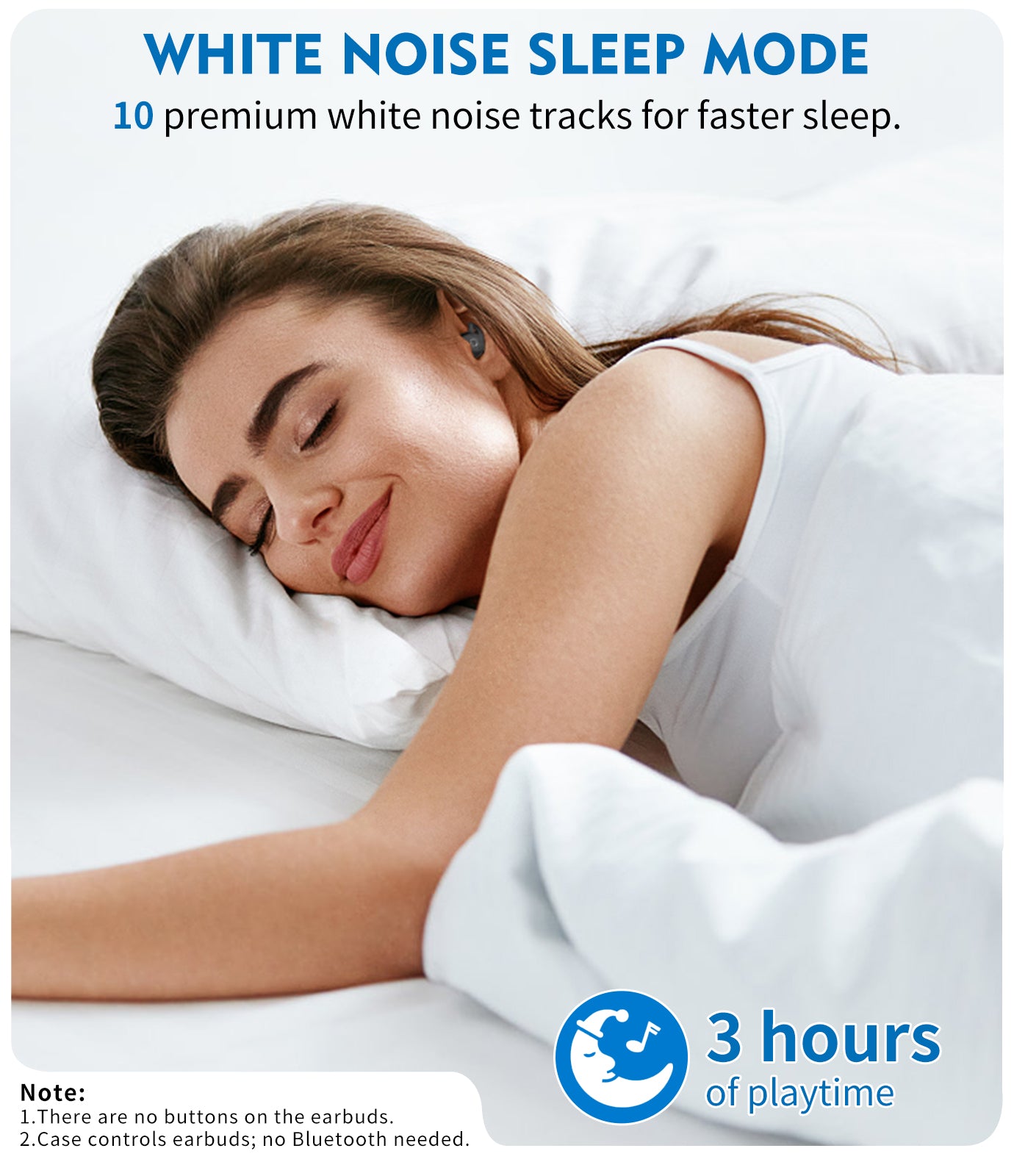 Sleep Earbuds Sound Machine Comfortable Fit for Sleeping, Bluetooth Wireless 40h Playtime (Black）)